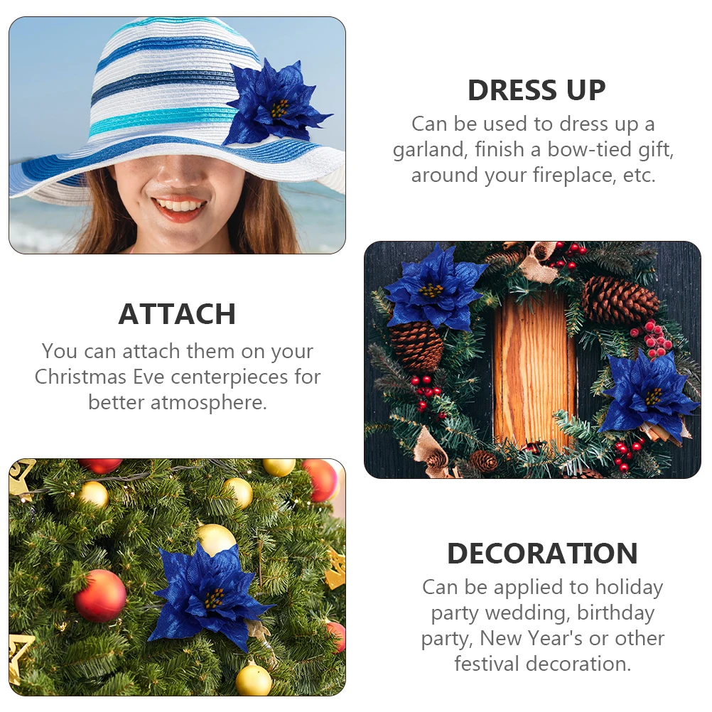 10 個人工クリスマスフラワーデコレーションクリスマスフラワーオーナメント Pe 素材クリスマスツリーパーティー用品パーティー用品