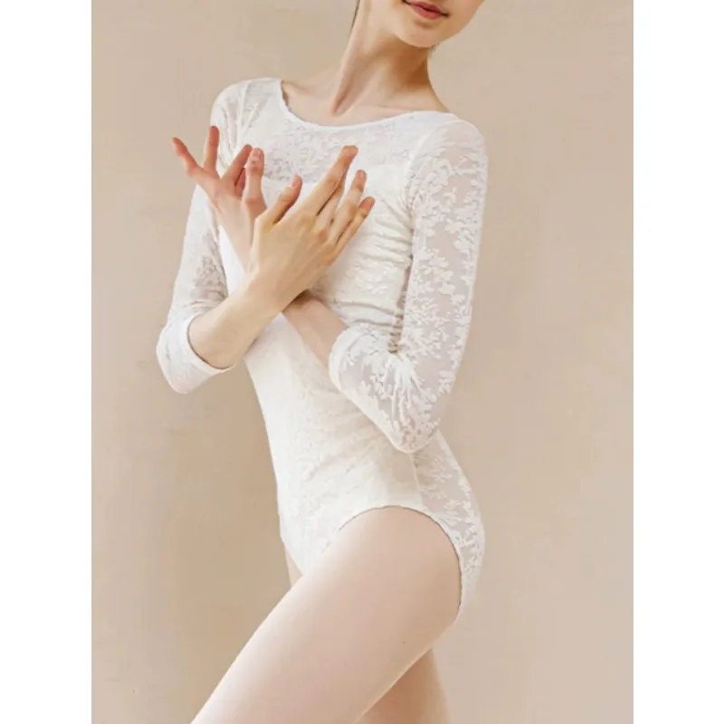 

Ballet Dance Leotard For Women's Practice Clothes Velvet Print Flower Gymnastics Leotard Adult Ballet Stage Costumes