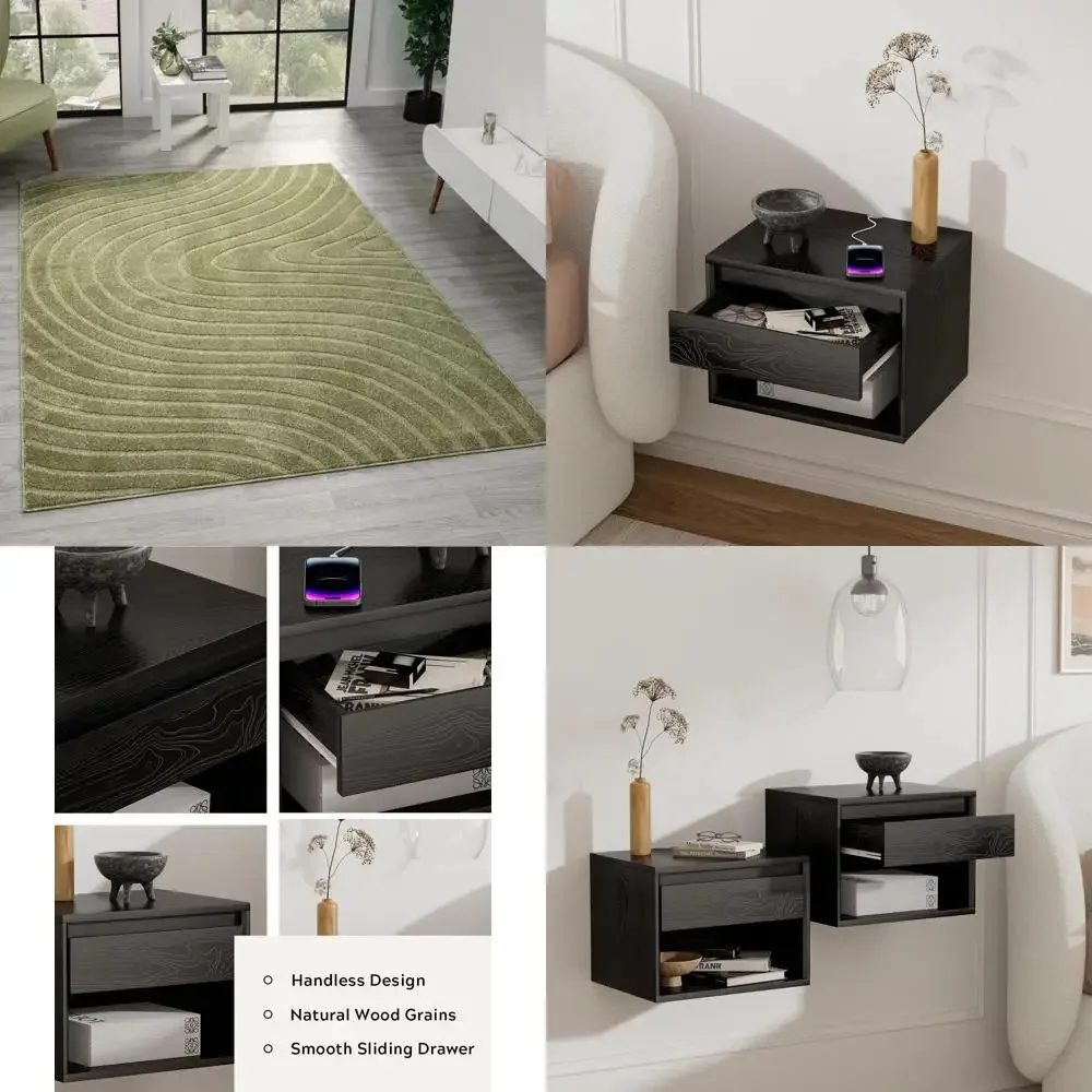 

Современный геометрический волнистый зеленый коврик 4x6, современный пятностойкий ковер для стильных гостиных