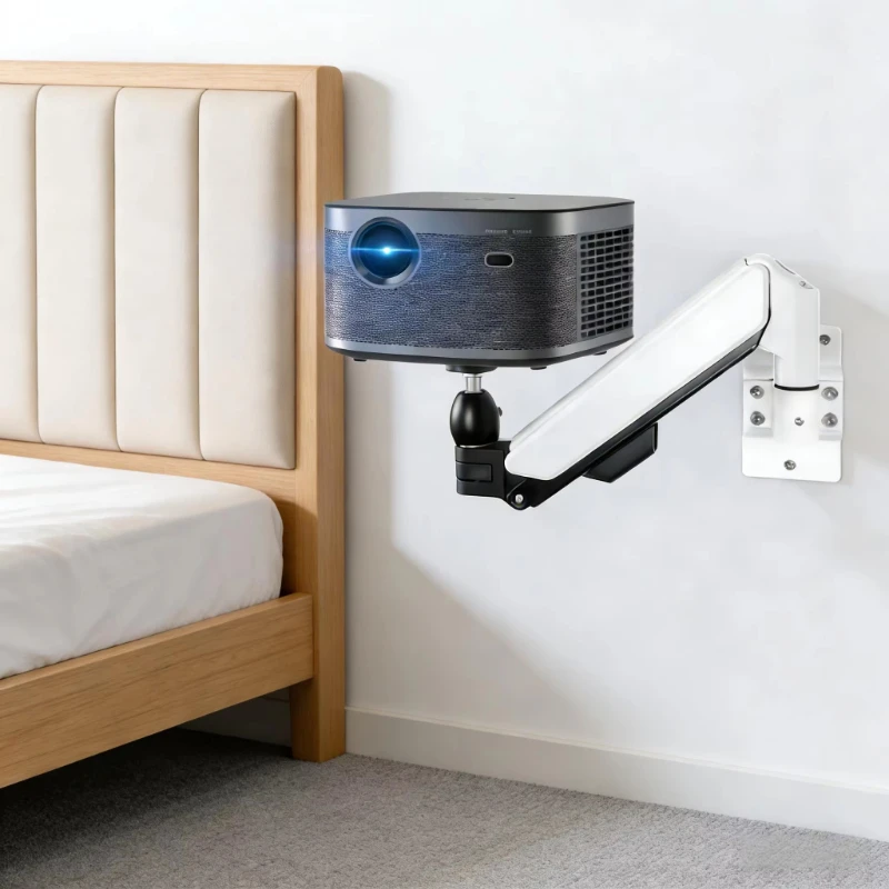 Factory Aluminum Alloy Gas Spring Arm Height Adjustable Wall Mounted Projector Universal Rotary PTZ Bracket