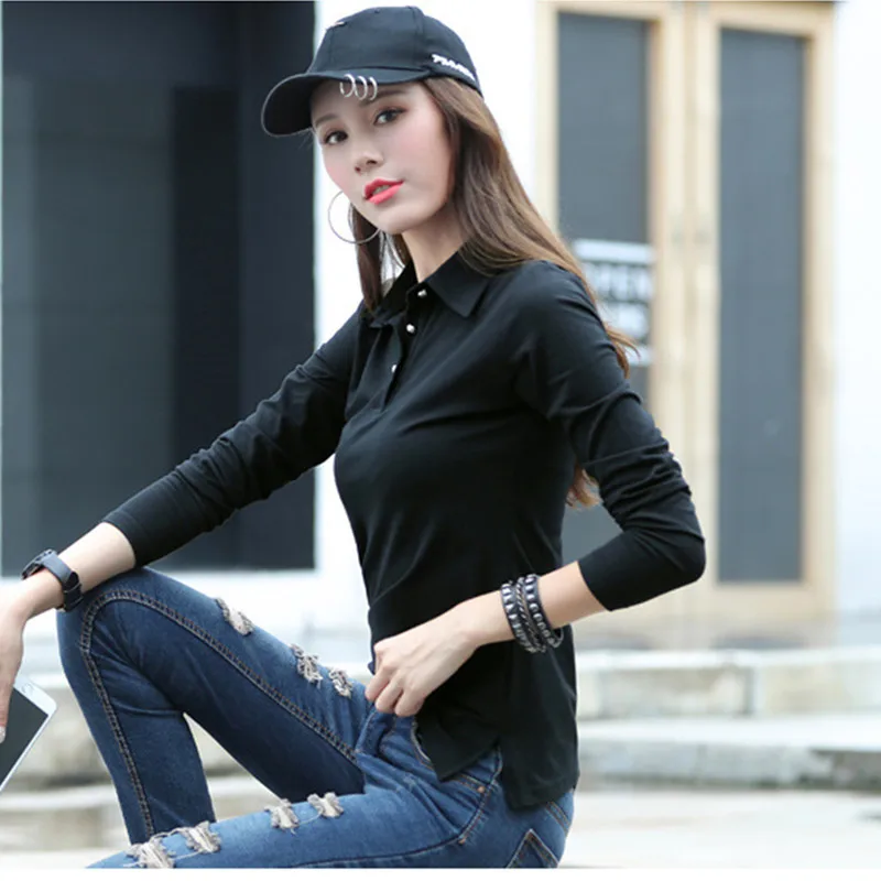 New Polo Shirt Women Autumn Winter Long Sleeve Cotton Sports Shirts Korean Golf Clothes Female Casual Tops Tees Fashion Pullover