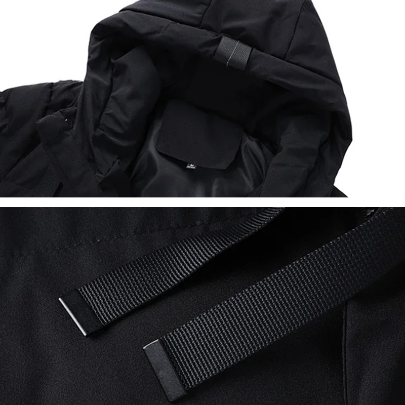 Parka gruesa y cálida para hombre, chaquetas informales con capucha, abrigo cortavientos con bolsillos, novedad de invierno