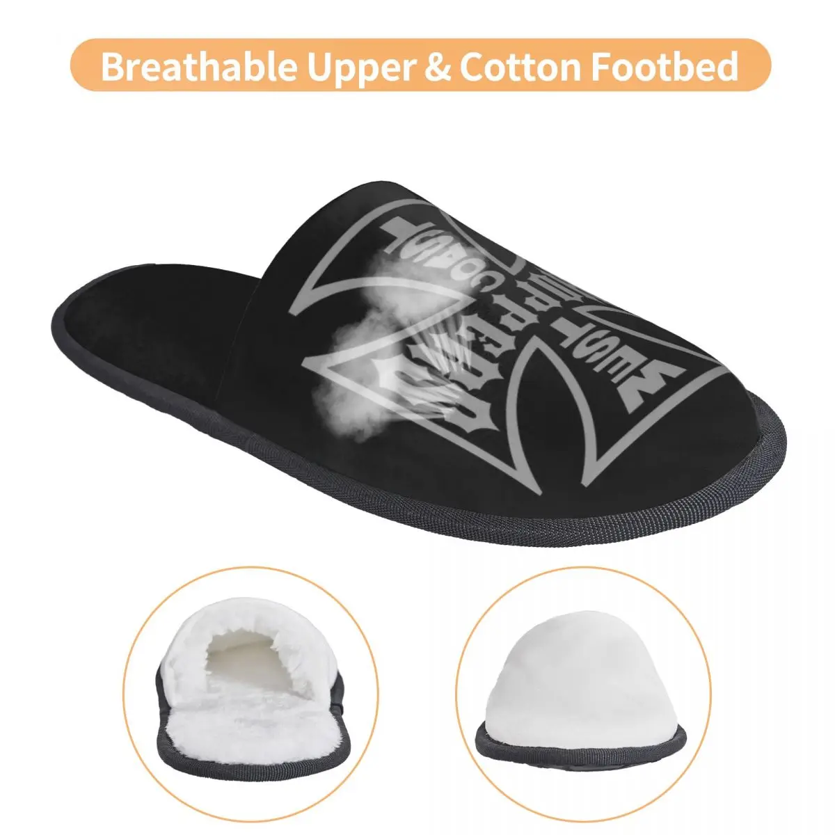 West Coast Iron Cross Choppers Soft Scuff With Memory Foam Slippers Women Bedroom House Shoes