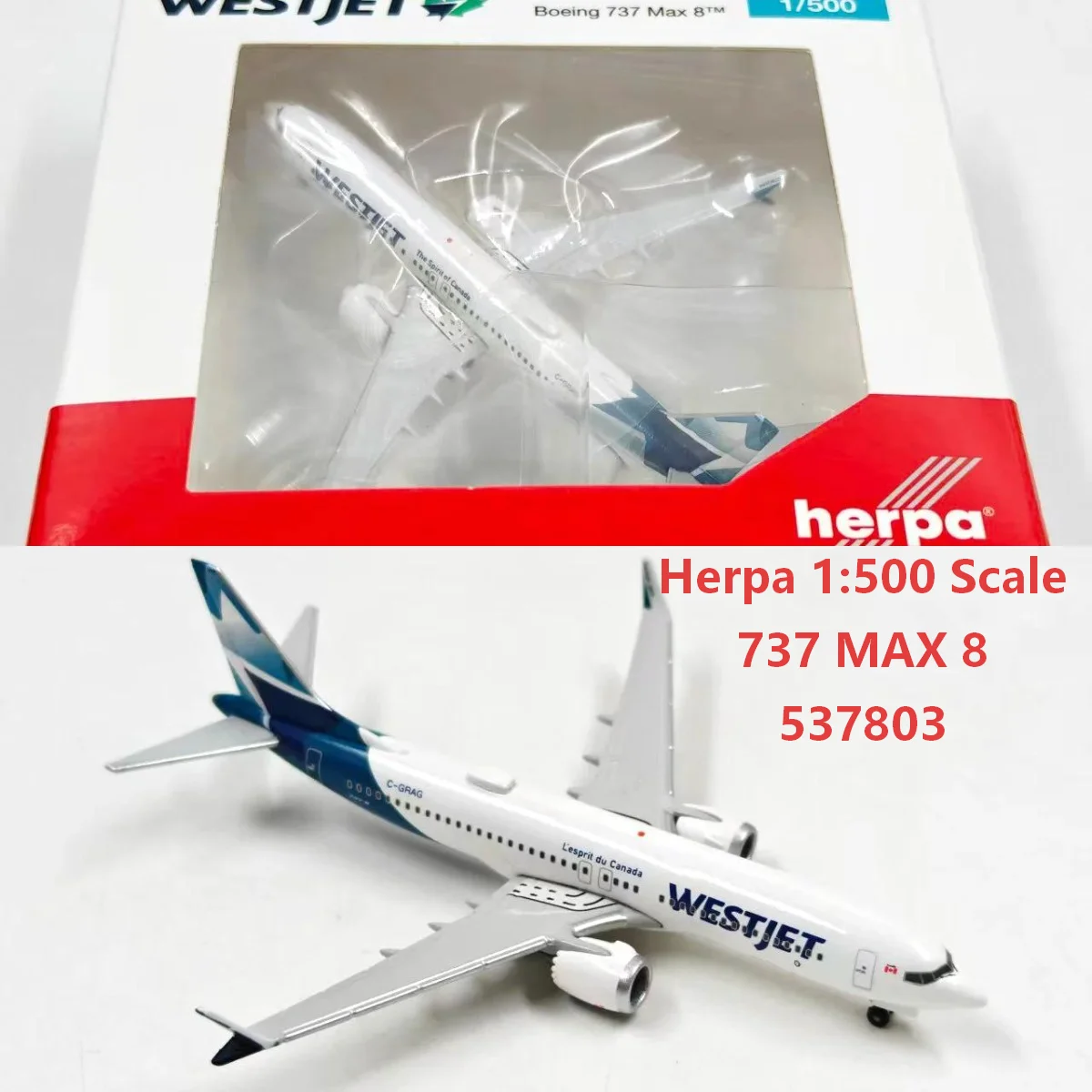 Diecast Herpa 1:500 Scale 737 MAX 8 537803 Alloy Aircraft Model