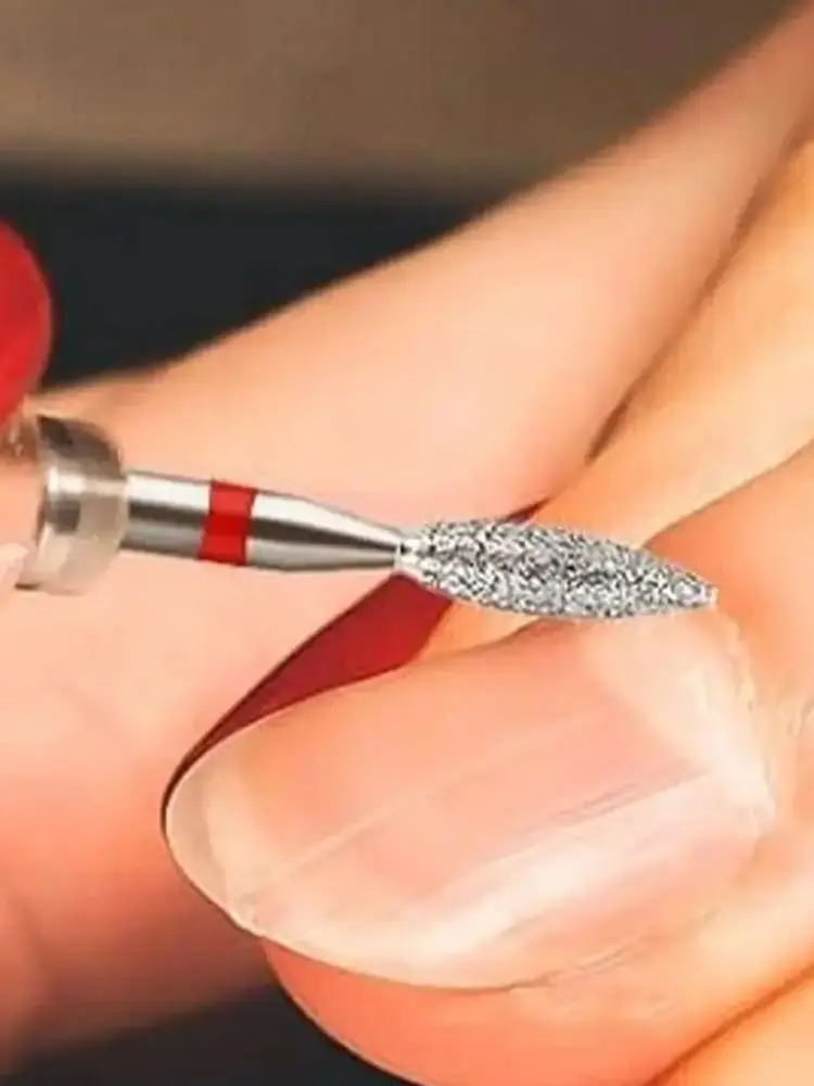 6-teiliges Diamant-Nagelhaut-Nagelbohrer-Set in Flammenform, 6-teiliges Pro-Maniküre-Bohrer-Set für die Nagelzubereitung, 3/32 Schaft Efile Bit (Fein + M Seng – Detail 1