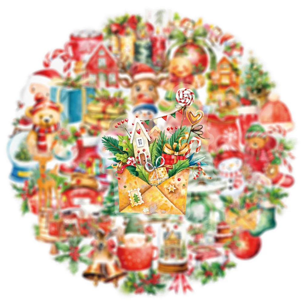 

10/30/50pcs Transparent Christmas Aesthetic Graffiti Stickers DIY Stationery Phone Luggage Laptop Cute Cartoon Sticker Kids Toys
