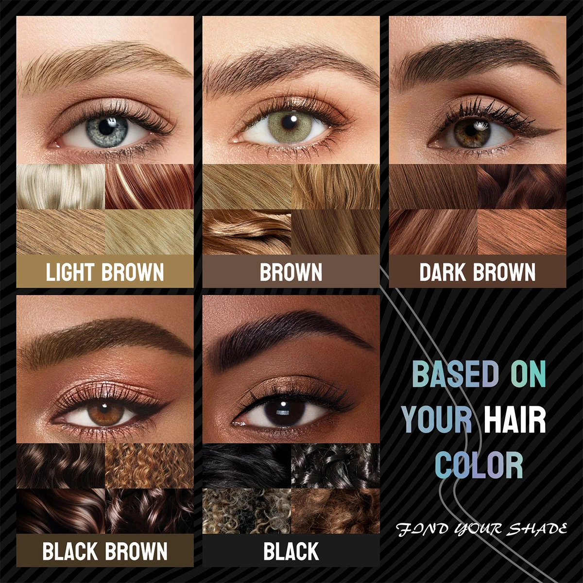 Lápiz de cejas de dos puntas de doble cabeza con pincel para cejas, lápiz de cejas fácil de colorear resistente al agua de larga duración de 5 colores