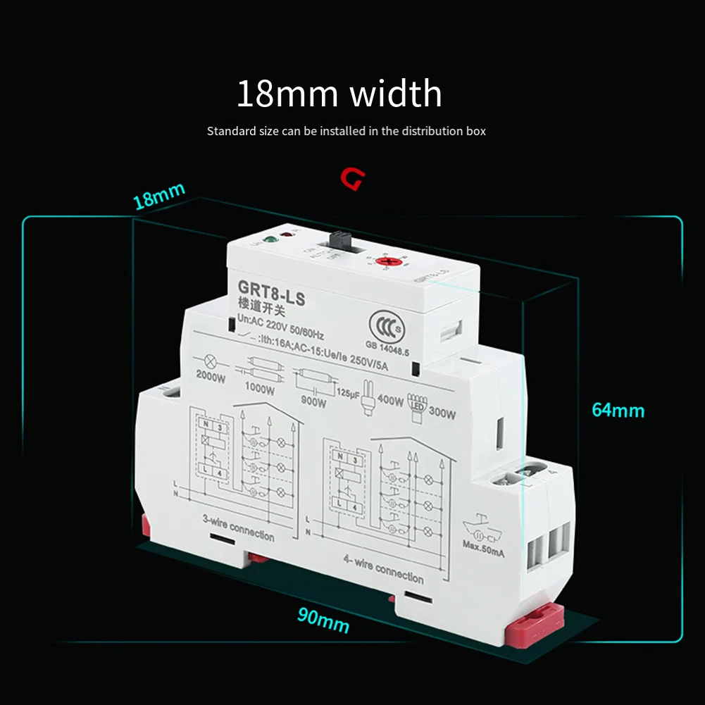 Adjustable Timer For Fan Control Protection 18*64*90mm Adjustable Timer Switch 16A Rated Current AC 230V Rated Voltage 4