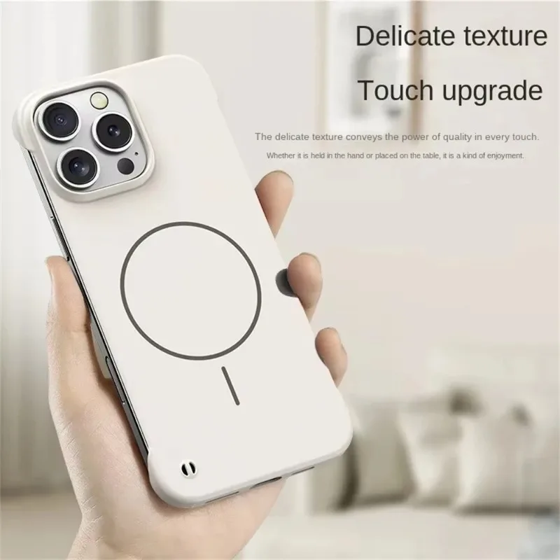Ultra Thin Matte Frameless Protective Phone Case for IPhone 17 16 15 Plus 14 13 12 Pro Max for Magsafe Magnetic Shockproof Cover