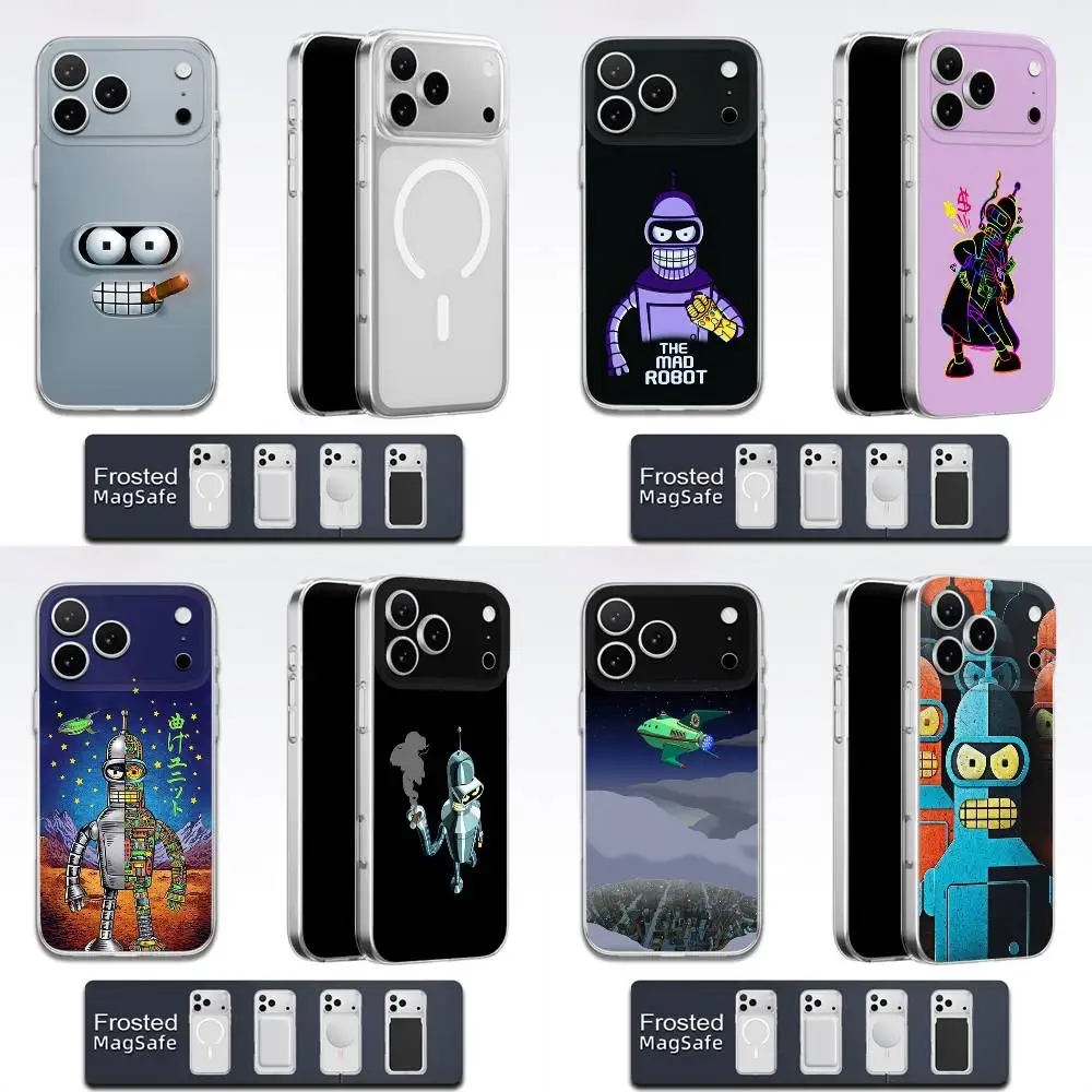

Anime F-Futuramas B-Benders Phone Case For iPhone 17,16,15,14,13,12,11,Pro,Max,Plus,E,Air,Mini Magsafe Transparent