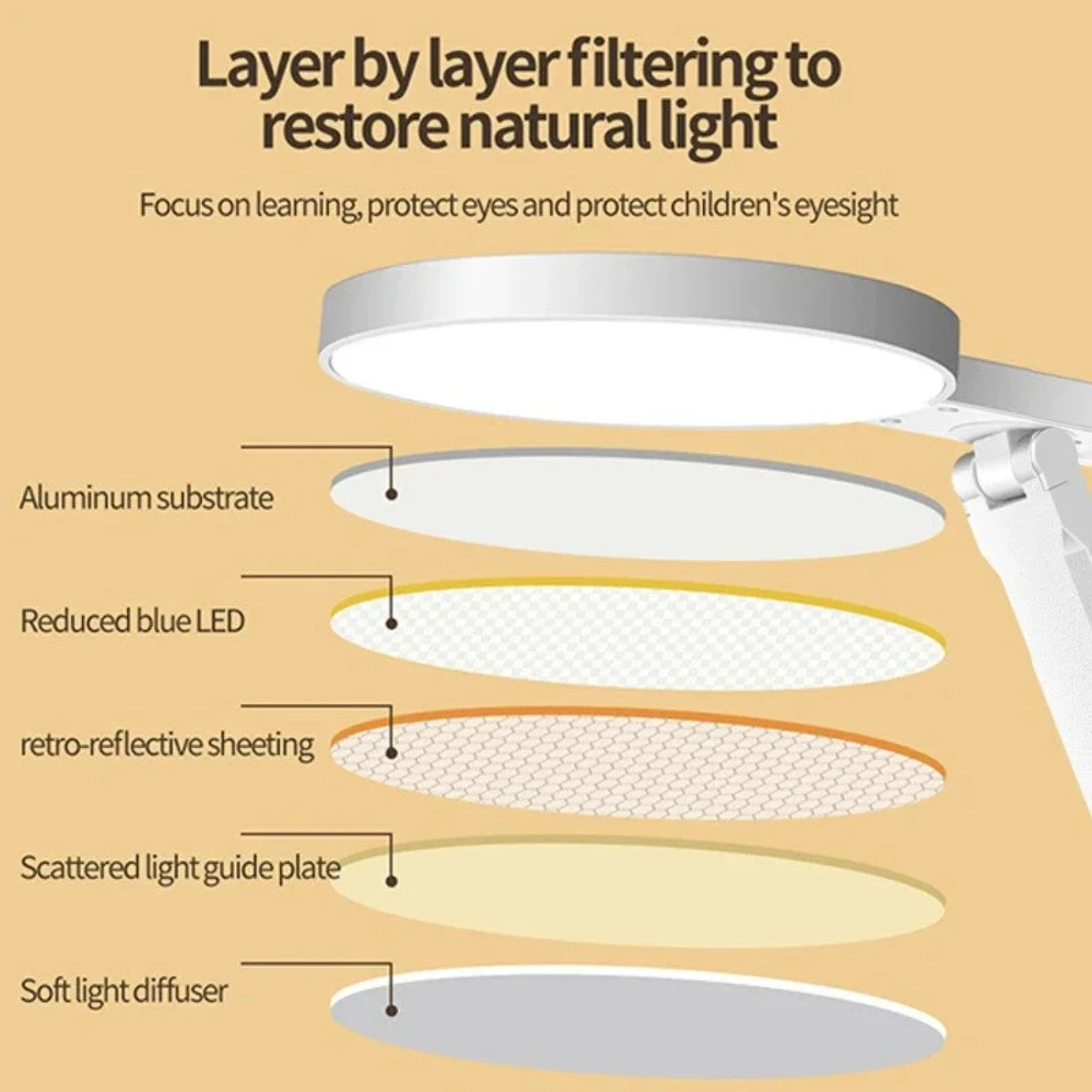 Stylish, portable, functional folding LED desk lamp with rechargeable battery - Convenient integrated pencil holder for eye prot