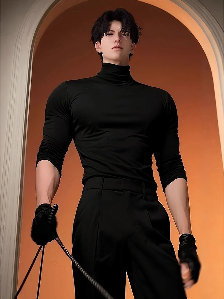 

Двусторонняя бархатная мужская футболка с длинным рукавом, теплая термофутболка в американском стиле, базовый слой, приталенный крой CleanFit 2025