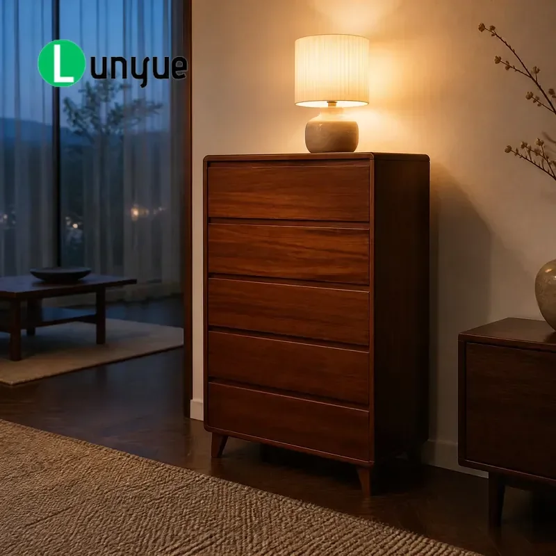 Custom 5 Drawer Wooden Cabinet 800x450x1158mm for Clothing Sundries Storage ODM Home Office Furniture Organization Unit