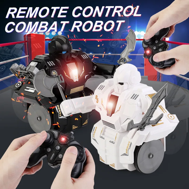 2.4G RC Fighting Battle Robot Intelligent Spinning Sparyying Rotating Remote Control Robots Gifts Toys Boys