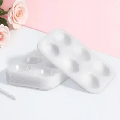12Pcs Compact Plastic Paint Palette with 6 Compartments for Watercolor Travel Sketching – Easy-Clean Rectangular Tray