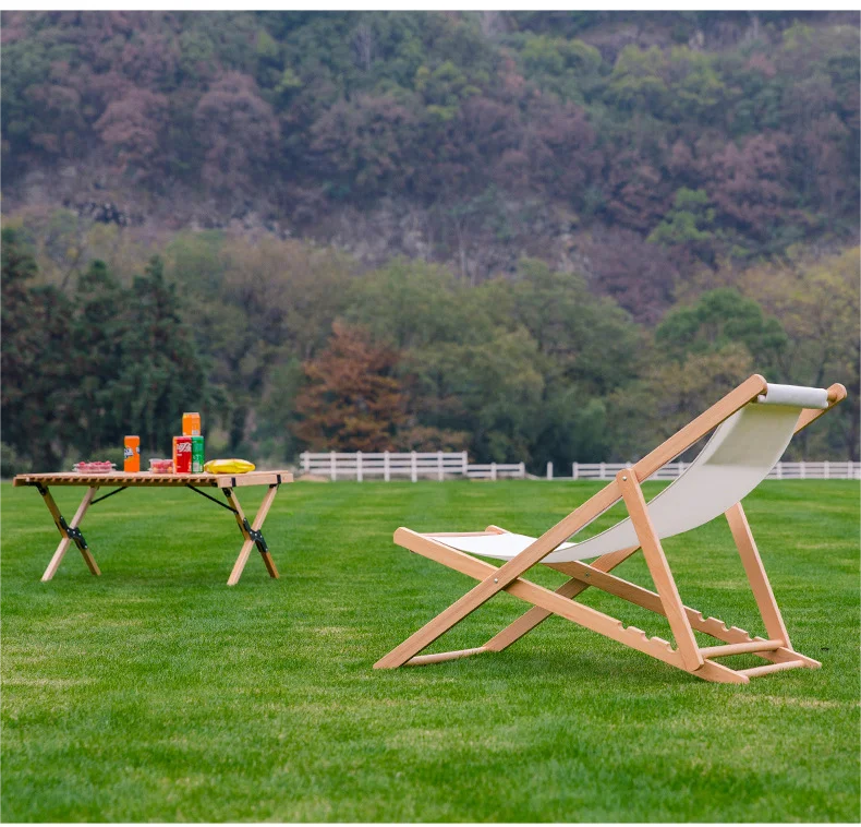 Personalização ao ar livre cadeiras de praia de madeira maciça portátil cadeira de acampamento piscina espreguiçadeira jardim pátio dobrável chaise