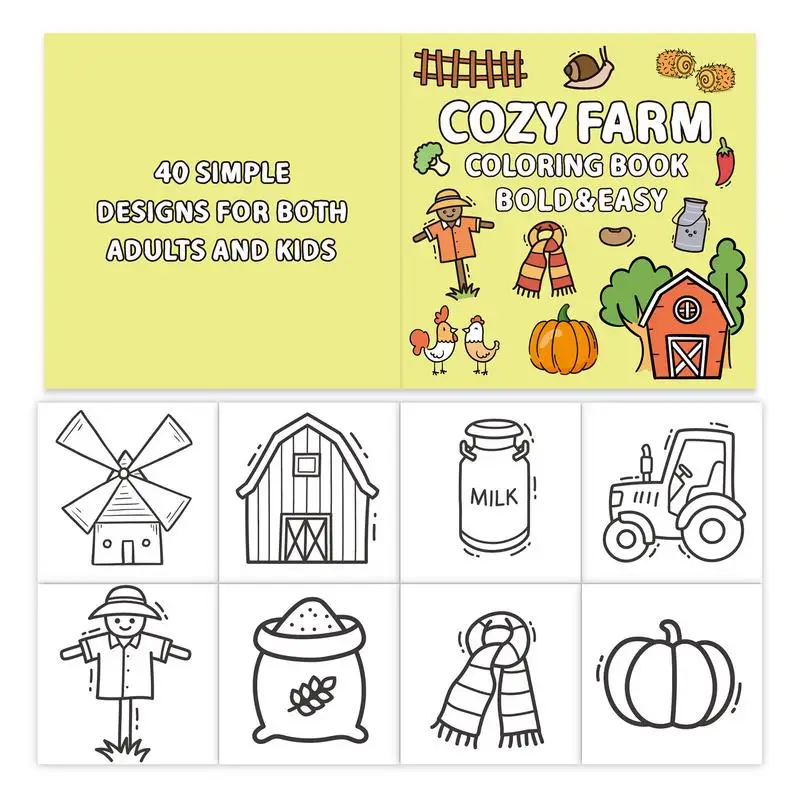 

Calming Coloring Books For Adults Cozy Farm 40 Bold & Easy Designs Coloring Book Book Fresh Produce Cute Farm Animals Charming