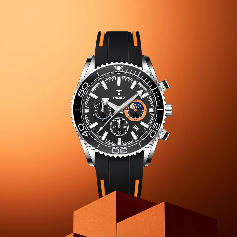 

TYBERLEY 2025 мужские часы, лучшие роскошные кварцевые часы для мужчин, наручные часы с хронографом, водонепроницаемые спортивные светящиеся подарочные мужские часы