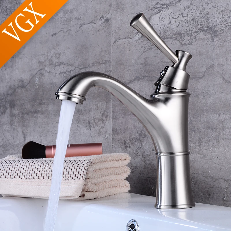 VGX Antique Retro Bathroom Faucets Basin Mixer Sink Faucet Gourmet Washbasin Taps Hot Cold Water Tap Tapware Brass Brushed Black