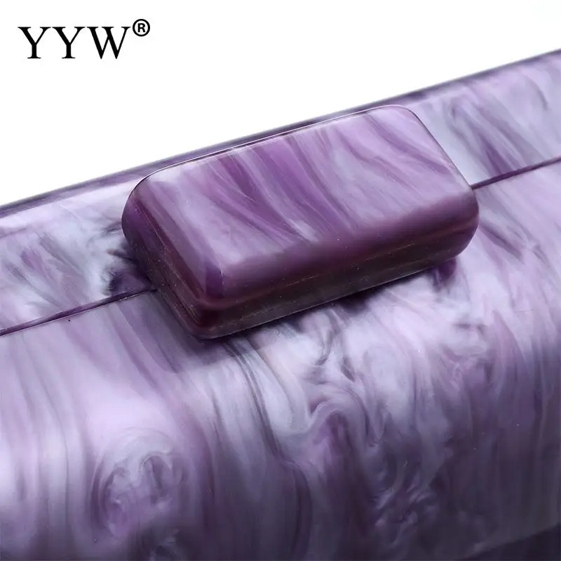 Premium Marbling Women Clutch Evening Handbag Hard Acrylic Smooth Printing Ladies Wedding Purse Party Banquet Purse with Chain