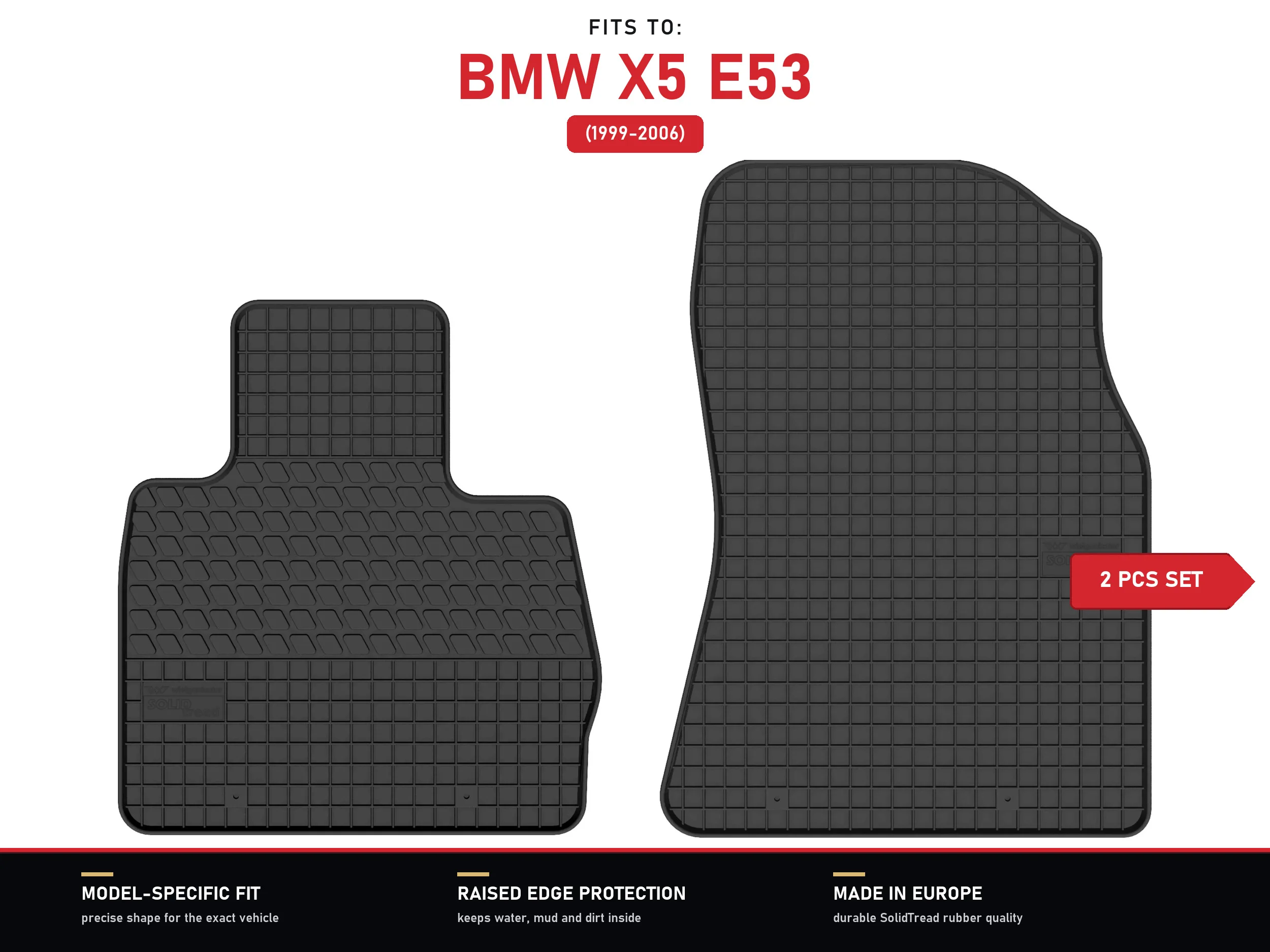 Rubberen matten voorzijde voor: BMW X5 E53 1999-2006 SUV