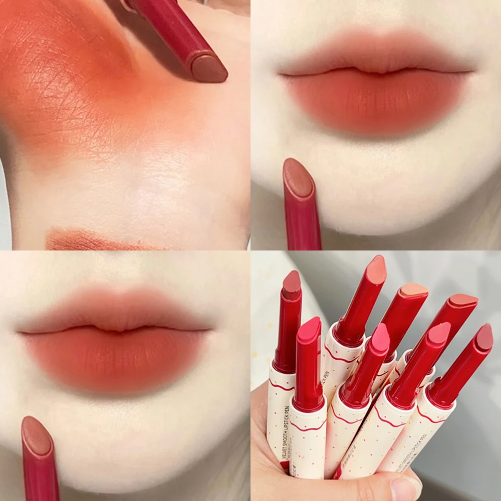 Caneta batom vermelho de veludo fosco, impermeável, duradoura, não desbotando, monocromático, rosa nu, lápis lipliner, maquiagem lábios, cosméticos, 20 cores