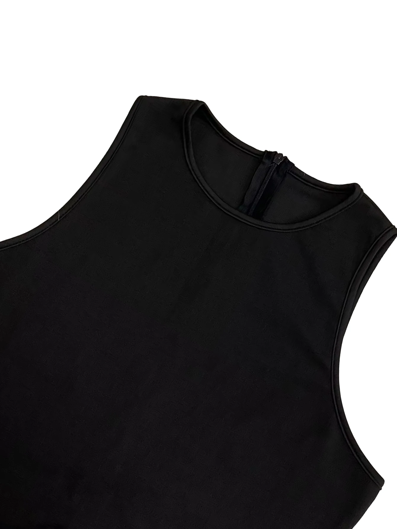 1810European and American women\'s fashion round neck back invisible zipper slim fit sleeveless street trend solid color jumpsuit