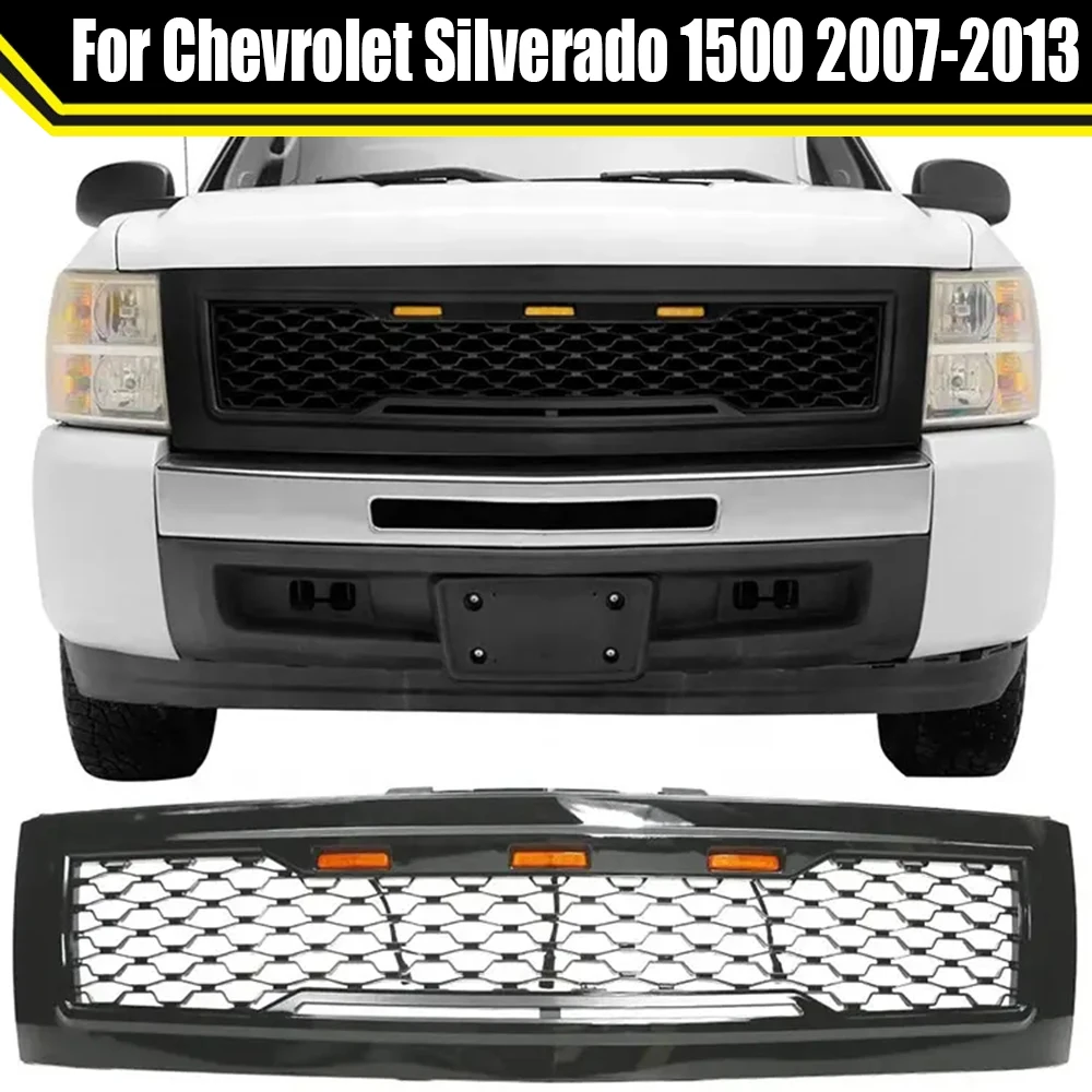 

Front Bumper Grill Upper Trim Mesh Cover Grille Fits For Chevrolet Silverado 1500 2007-2013 Racing Grills Car Modification Parts