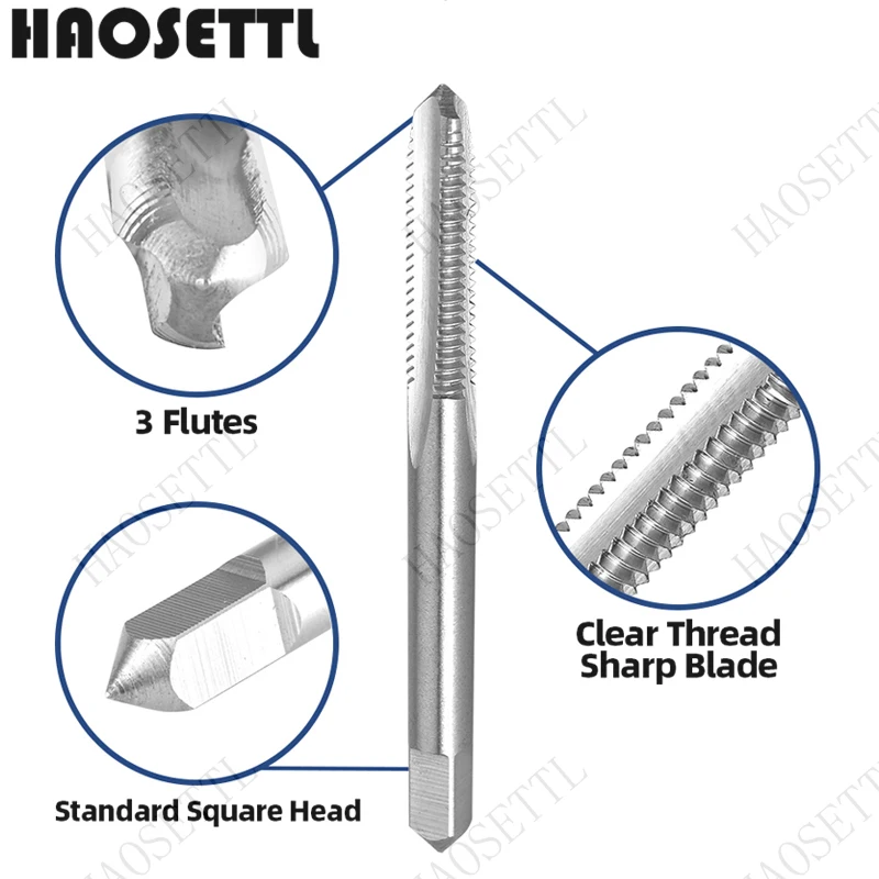 HAOSETTL 9/64-40 Set di maschi e matrici a destra, maschi filettati 9/64X40 e matrici rotonde