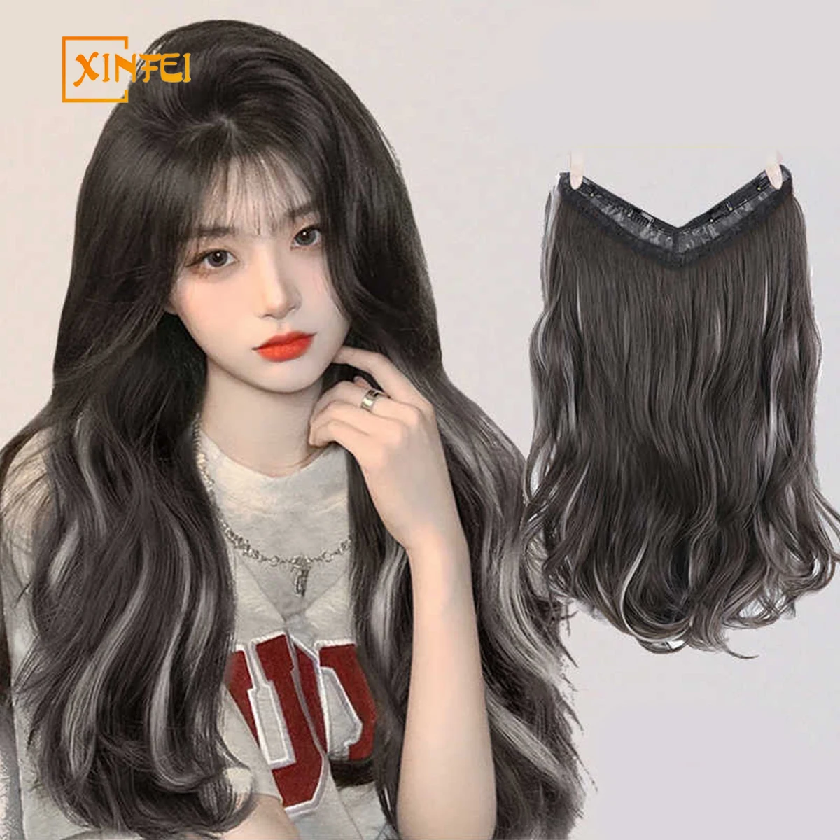 

XINFEI синтетические длинные волнистые заколки для наращивания волос 20-дюймовые клипсы для наращивания волос для женщин аксессуары для волос