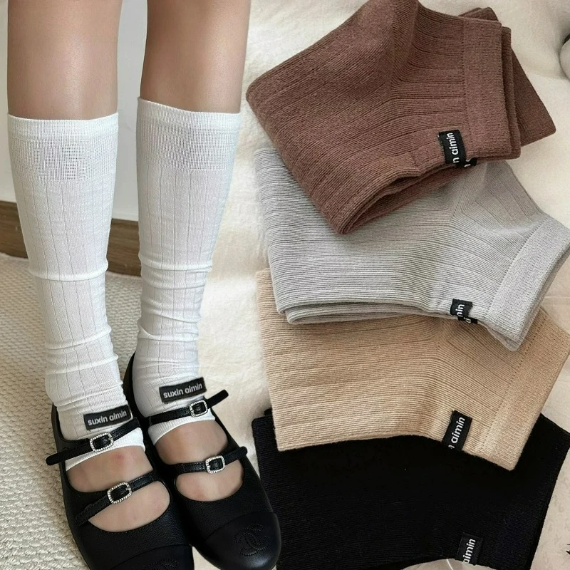 

Мягкие чулки без пальцев, гетры, женские осенние длинные свободные гольфы, чехлы для ног, модные свободные чулки с краями для девочек