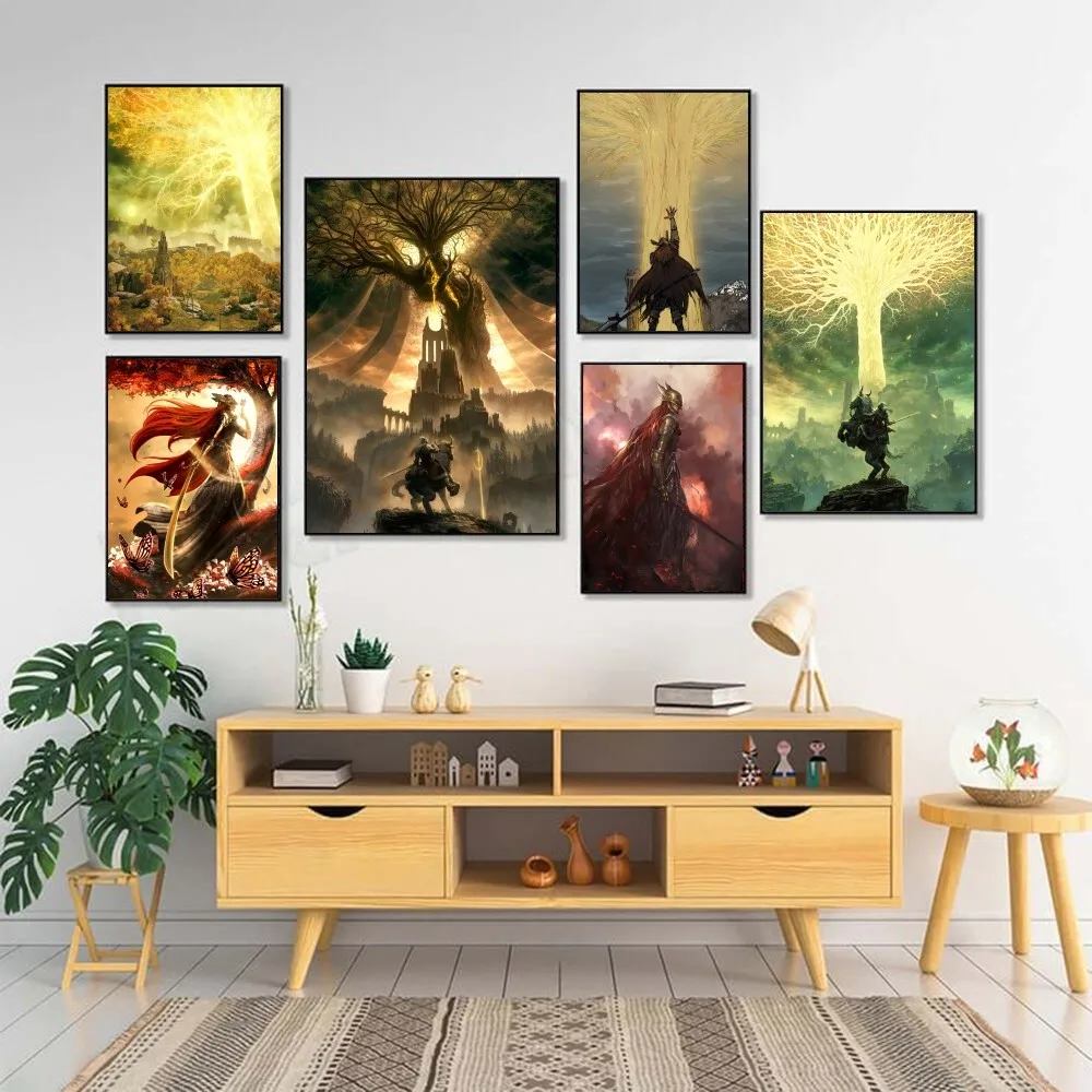 Game E-Eldens Ring Poster HD art sticky wall waterproof home living room bar decoration