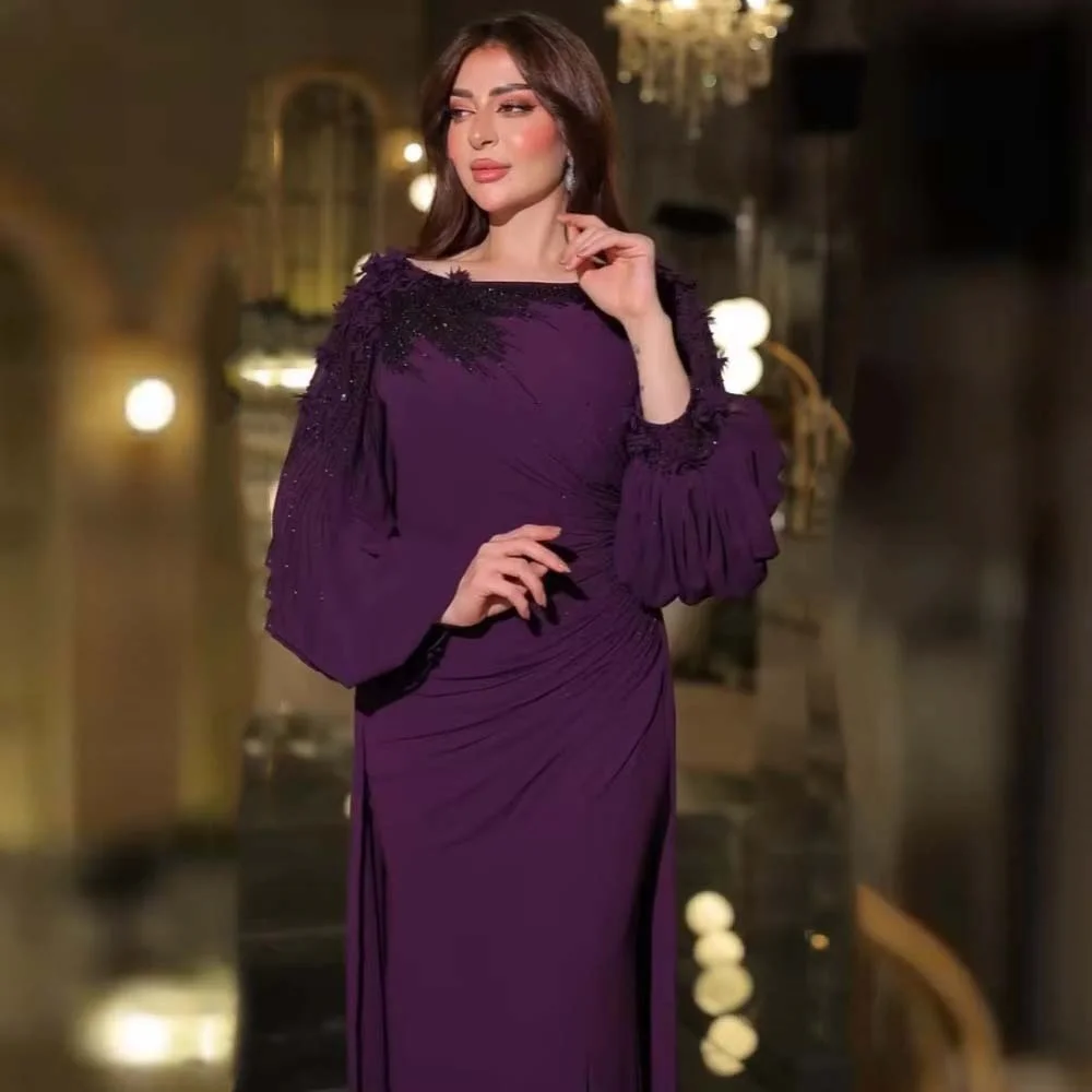 تخصيص رائعة الديكور المرأة حفلة موسيقية فستان مثير كم كامل الساحرة حورية البحر الدانتيل فستان الحفلات المرأة كشكش ثوب مسائي