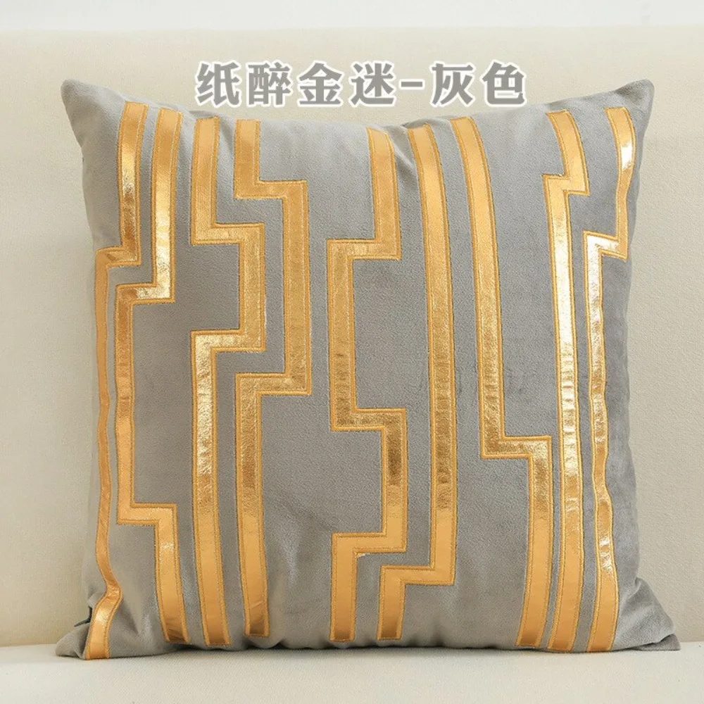 CIFBUY Velvet Cushion Pillow Cover 18x18 Inch Gilded Throw Pillowcase for Living Room Sofa Couch Home Decoration