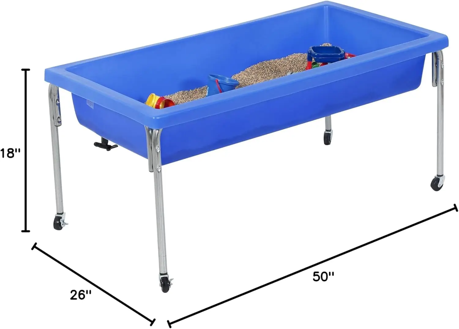 Sensory Sand and Water Activity Table and Lid Set for Preschool, Daycare, Classroom, Outdoor Play, 18", Blue