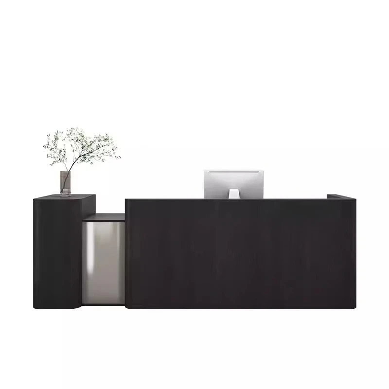 

&c Luxury Reception Desk Black Front Counter Table for Hotel Lobby Beauty Salon