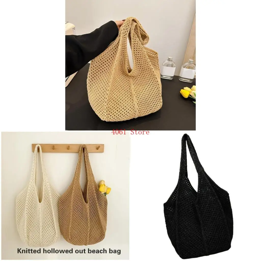 

Fashionable Crochet Mesh Handbag for Women Spacious for Beach Days and Travel