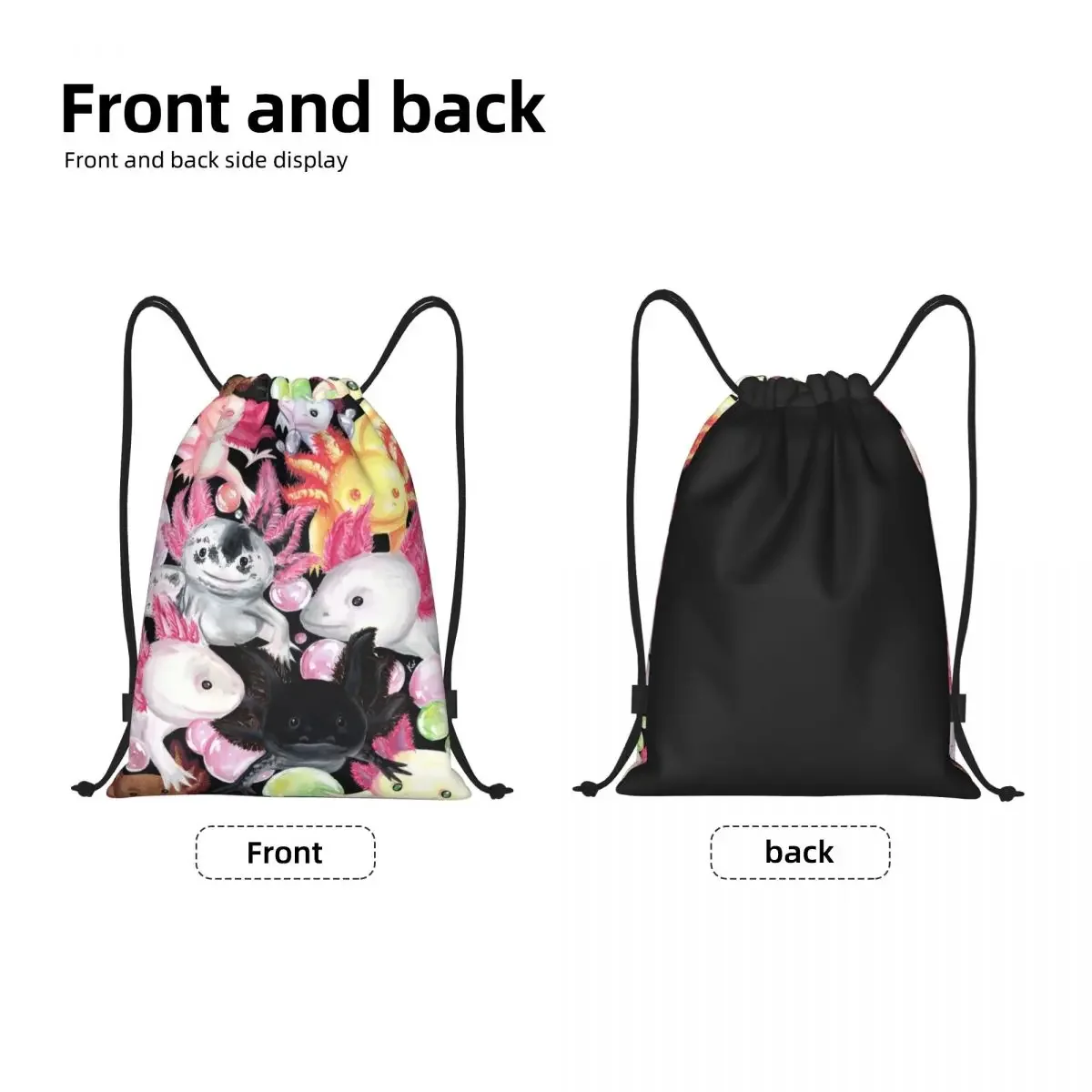 A mochila Axolotls Drawstring, Sports Gym Bag para mulheres e homens, Salamandra, Animal Training Sackpack