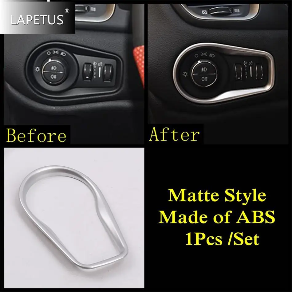 

Fit For Jeep Renegade 2015 - 2025 Car Head Lights Lamps Headlight Switch Panel Cover Trim Accessories Decoration Sticker Trim