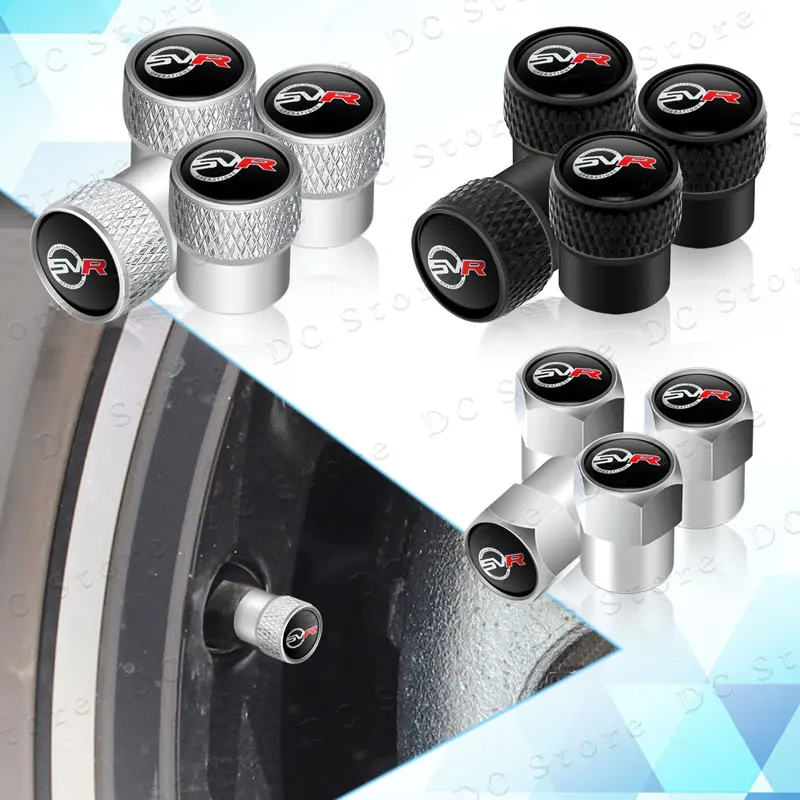 Car Styling 4Pcs SVR Logo Car Wheel Tire Stem Air Valve Caps Dust Proof Covers For Discovery 4 5 Range Rover Evoque Sport L494