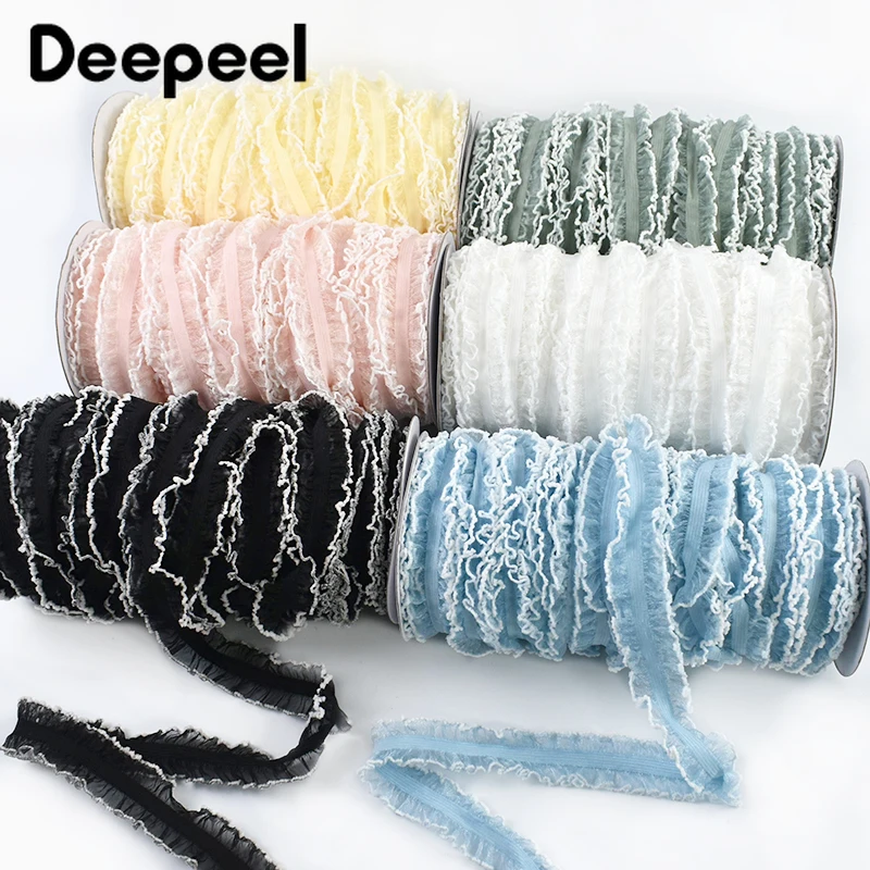 

10/20Yard 25mm Ruffle Elastic Bands Skirt Waistband Decor Rubber Band Lace Trim Hairwear Stretch Tape DIY Sewing Accessories