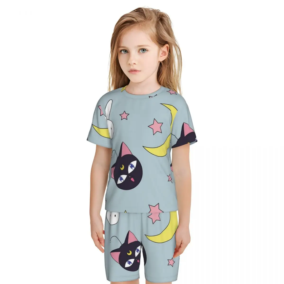 boy's girl's Pajamas Set Sailor Moon Down Tops and Shorts Pajama 2 Piece Pyjama Nightwear Loungewear