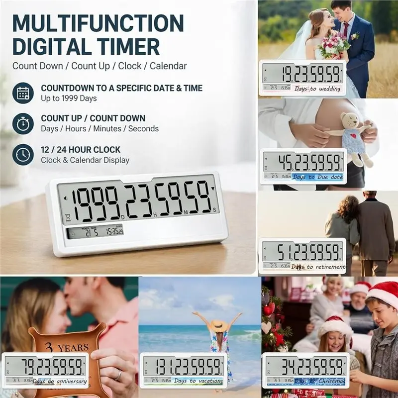 【THANKSGIVING DAY】Digital Countdown Timer Clock 9999 Days Calendar Timer,Custom For Retirement Wedding Pet Memorial Countup