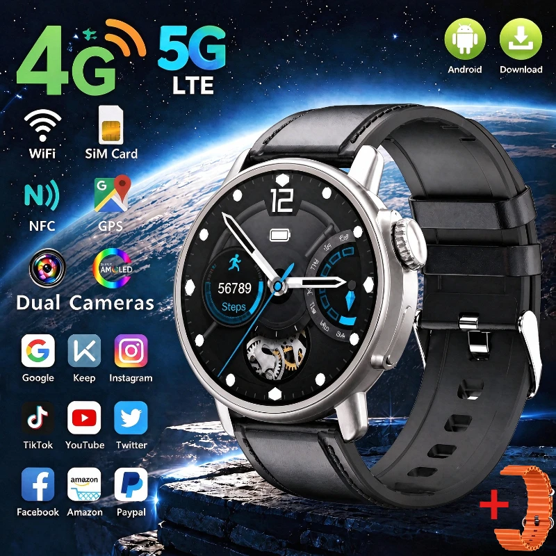 NFC Payment Smart Watch X800, Android 4G Sport Watch, GPS Tracker, HD Camera, Independent Call Fitness Smartwatch