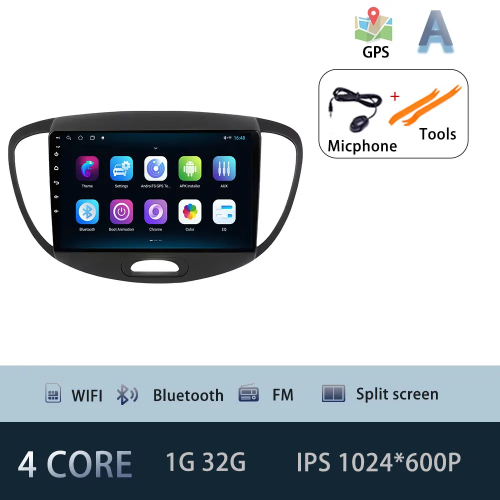 Android 15 Carplay Auto Radio Voor Hyundai I10 2007-2013 CarPlay Auto GPS Recorder Multimedia video Speler 4G + WiFi DSP
