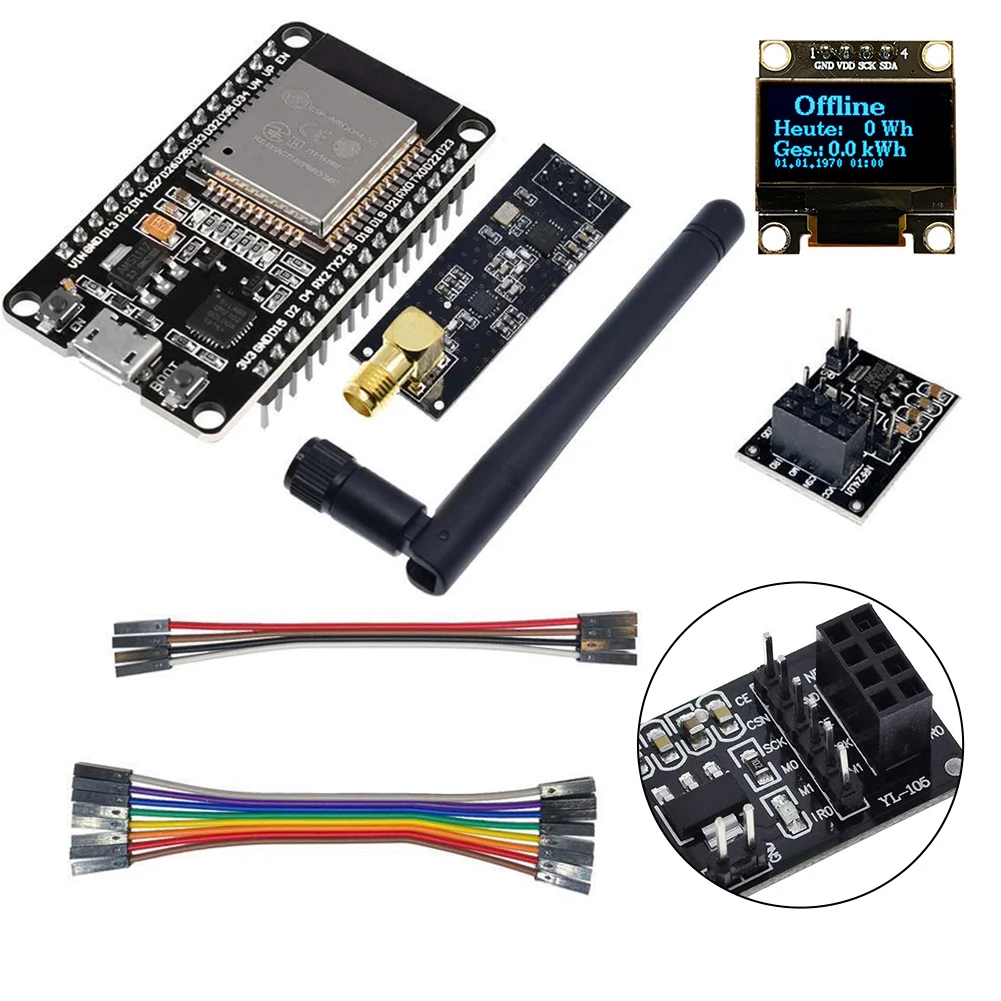 ESP32 OpenDTU For Hoymiles DIY Kit Display Metal Module Socket NRF24L01 Antenne Socket Kabel With Cable Solar Power Supplies