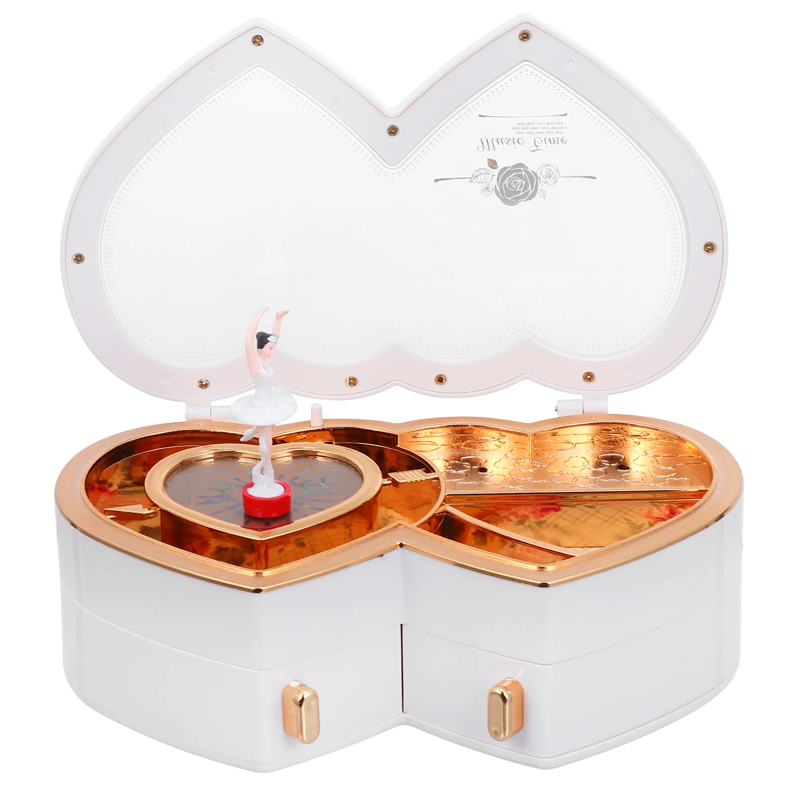 

Heart Shaped Music Box Rotating Double Valentine Gift Desktop Jewelry Storage Melody Home Decor Musical Box Gifts
