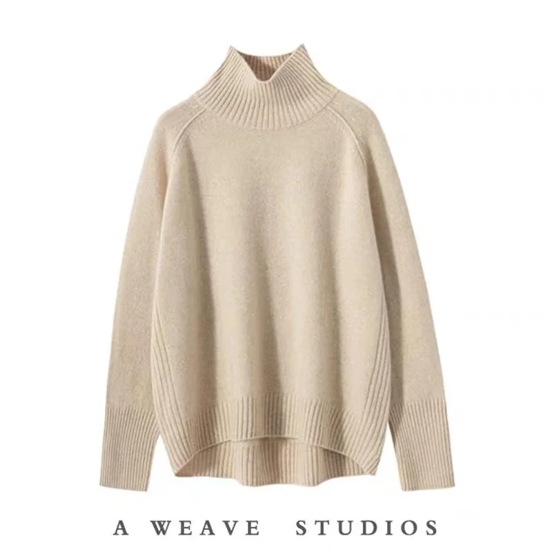 2023 Autumn and Winter Hot Sale Women's Wool Sweater Half High Collar Pullover Female Loose Large Size Thicken Knitwear Jumper