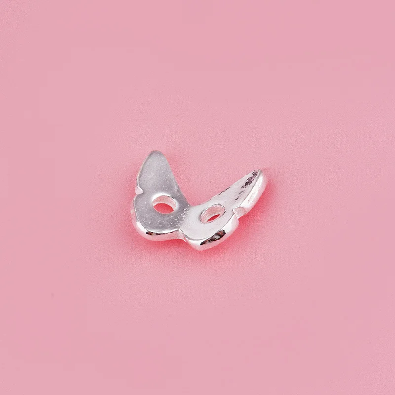 فراشة زر S925 فضة اللؤلؤ سوار كريستال فاصل ثقب مزدوج فاصل اليدوية DIY حبل النسيج التبعي #3