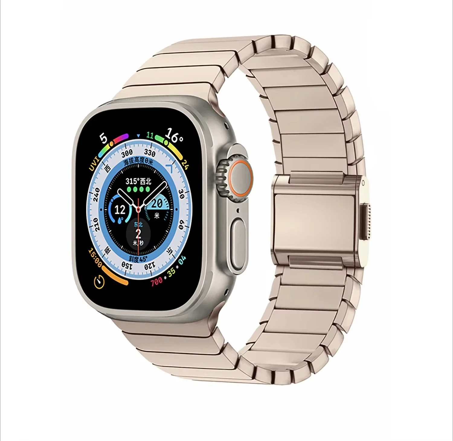 Correa de Metal de titanio para Apple Watch Ultra 3 2 11 10 9 8 7 6 SE pulsera de repuesto de enlace de botón magnético iWatch 49/46/44/45mm